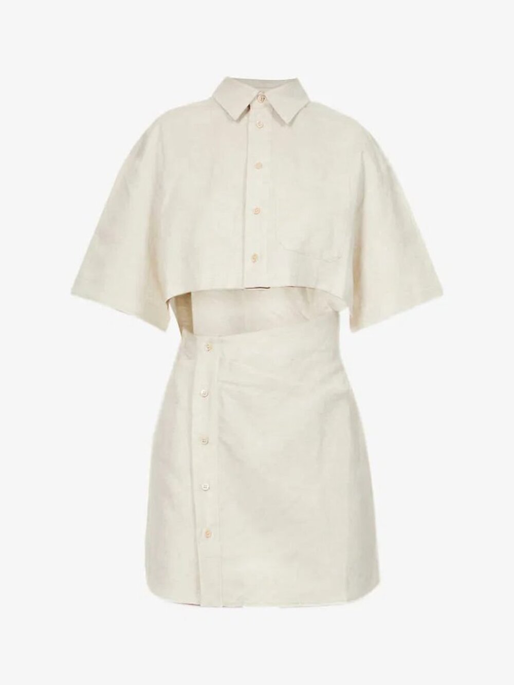 Jacquemus La Robe Arles Mini Dress Beige Cotton Linen FR 38 - Picture 3 of 13